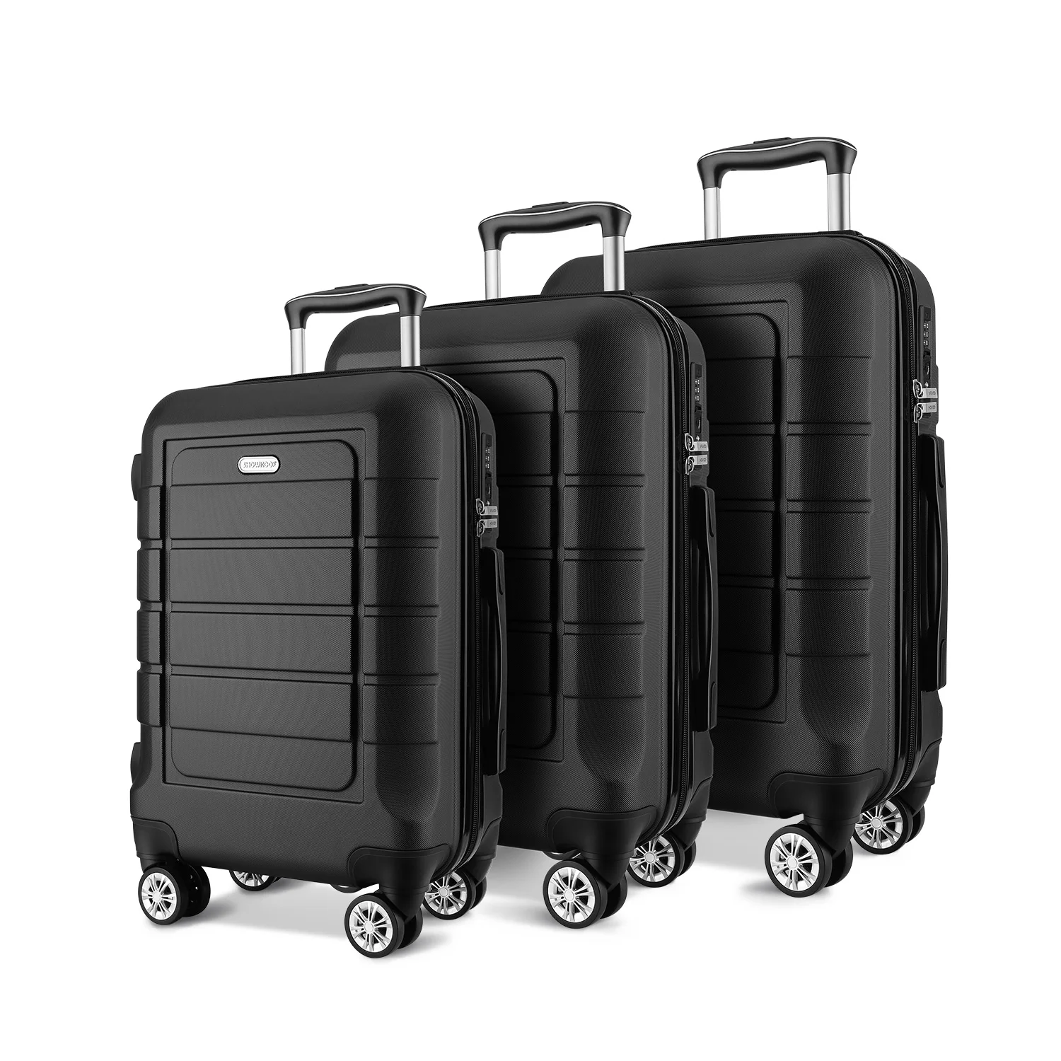 Abs 3 Piece Luggage Set Usb Charger Function Hard Shell Suitcase 