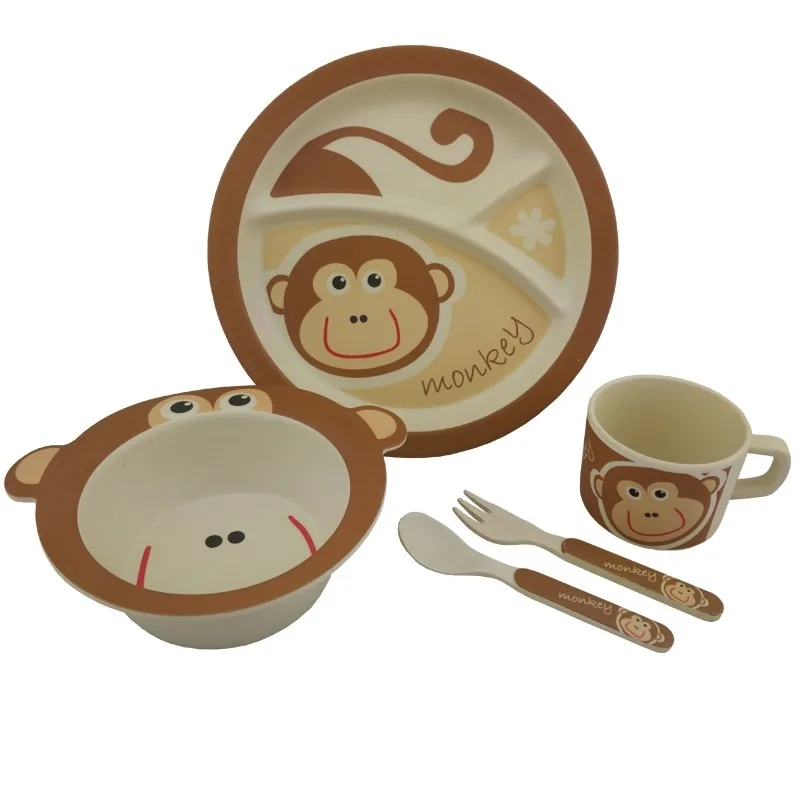 2018 High Quality Eco-friendly Bamboo Fiber 5pcs Kids Tableware - Buy ...