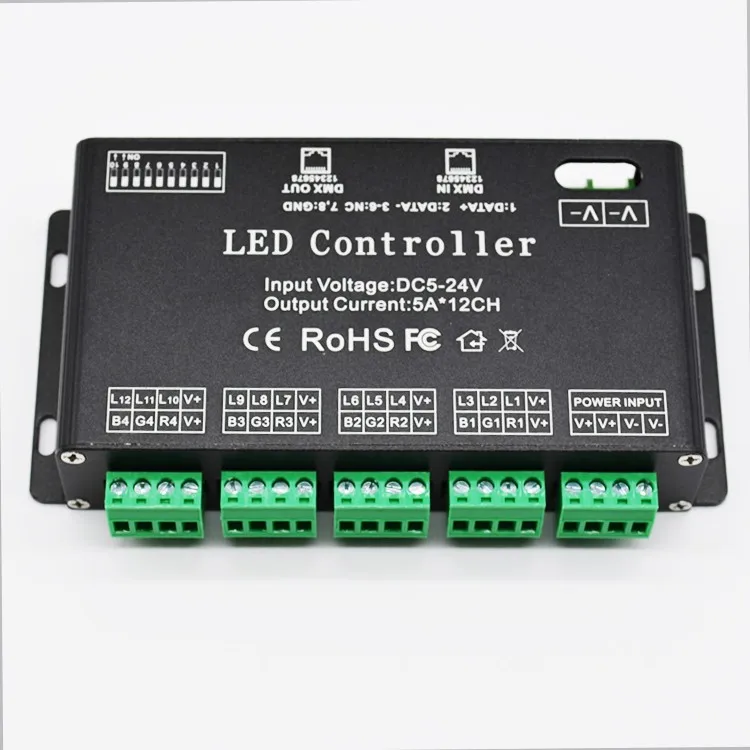 12 Channel Led Dmx512 1990 Constant Decoder 5vdc To 24vdc 5a Per