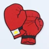 Wholesale woven cool fashion red boxing gloves embroidery patch sew iron on for clothing