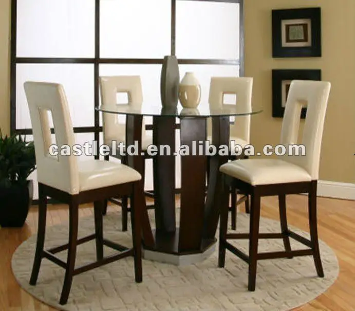 Tapa De Cristal Moderno Mostrador De Madera Juego De Comedor Blanco ... Tapa De Cristal Moderno Mostrador De Madera Juego De Comedor Blanco ...