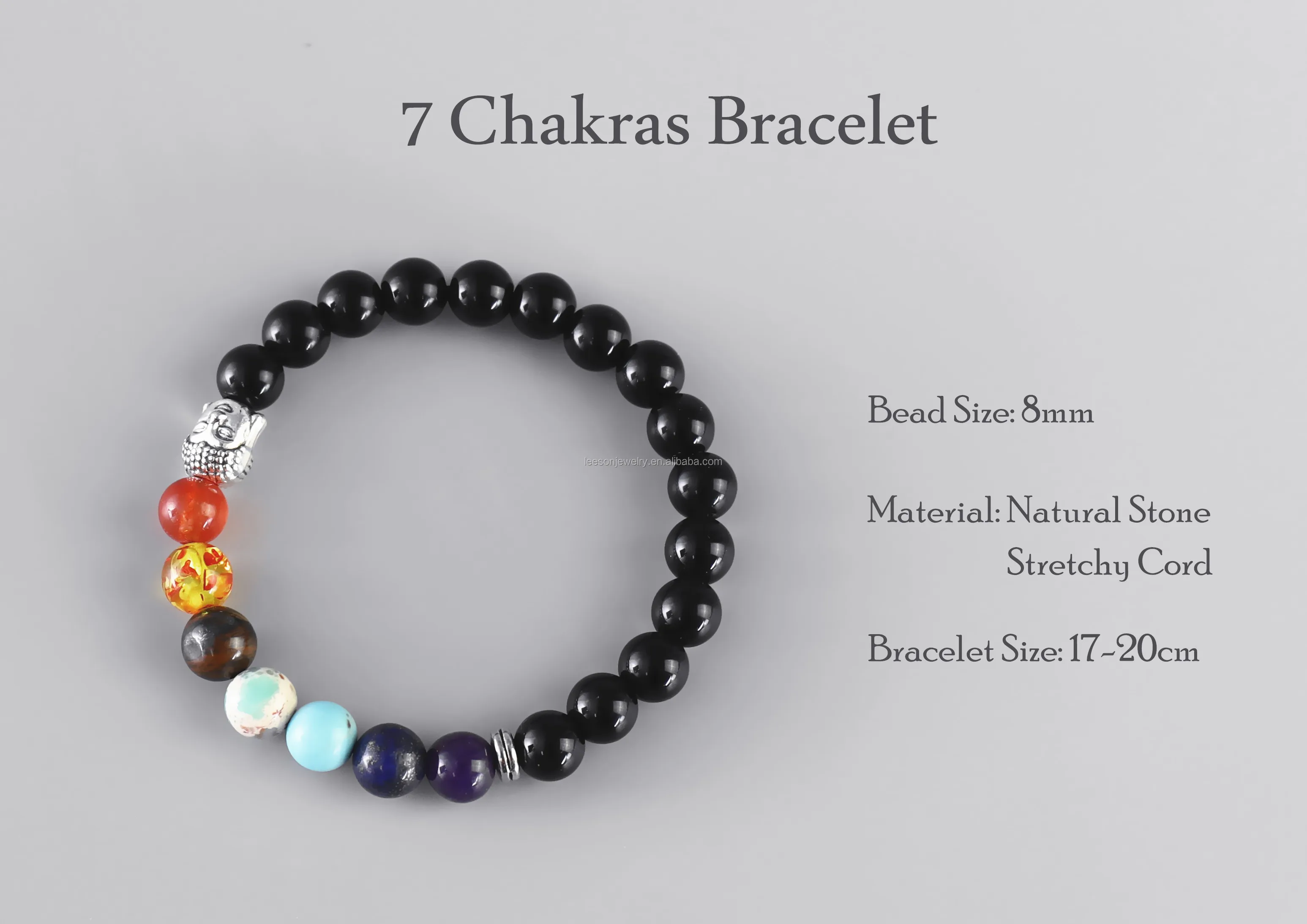 Black Onyx 7 Chakra Bracelet Healing Energy Bracelet for Men Woman Release NegativeEnergy BlockagesPositive Healing