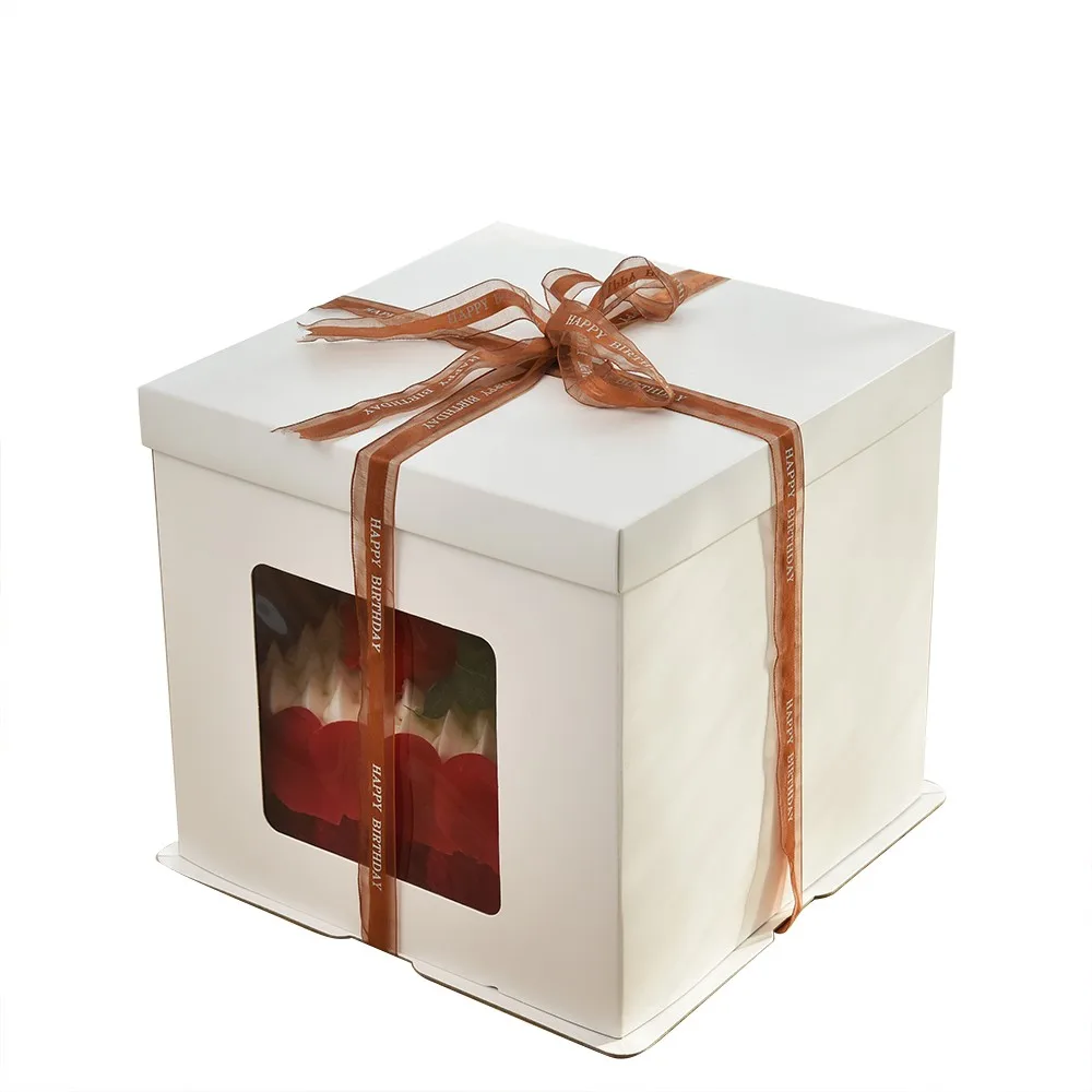 高品质定制手工制作的豪华白色 10英寸婚礼蛋糕盒与