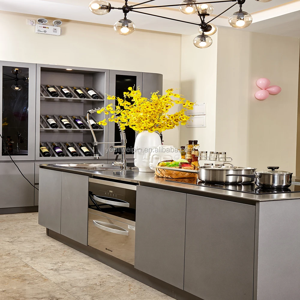 New Design Stainless Steel Kitchen Cabinet Modern Kitchen 