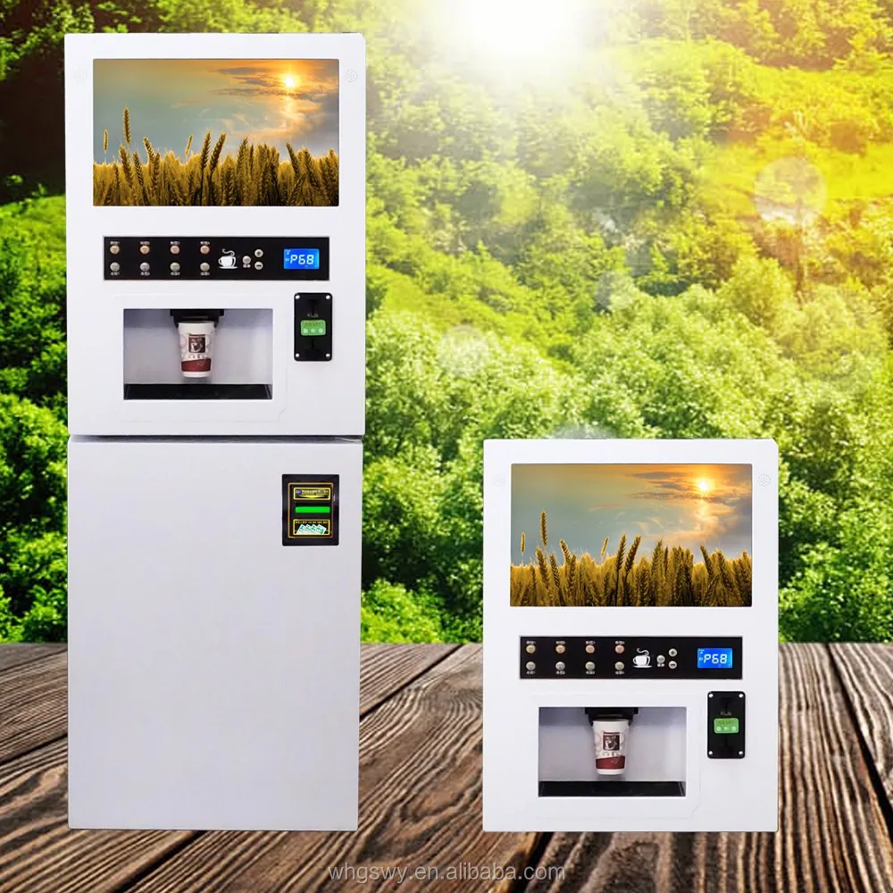 8 Selection Hot Cold Coffee Vending Machine With Coin Bill Payment