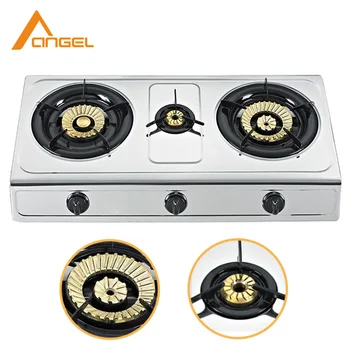 Royal Lpg Gas Range Universal Glass Top Triple 3 Burner Gas Stove