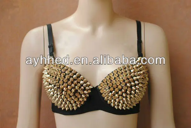 Sexy Gold Spiked Bra