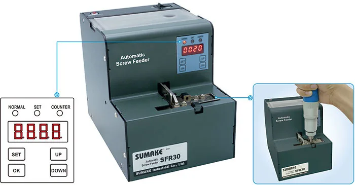 Sumake Adjustable Railway Digital Counter Automatic Screw Feeder