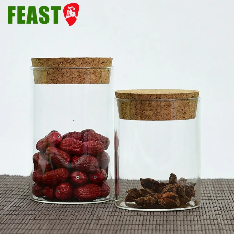 450ml 500ml Glass Jar 1000ml Cork Lid Different Size Clear Glass Spice Jar With Cork Lid Glass