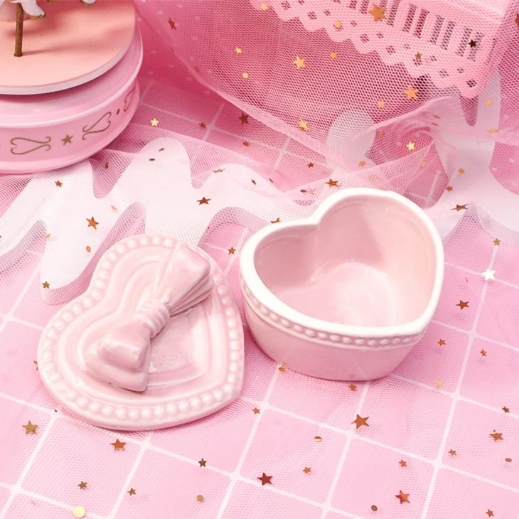 Pink Ceramic Love Heart Shaped Storage Box Jewelry Box Buy Jewelry