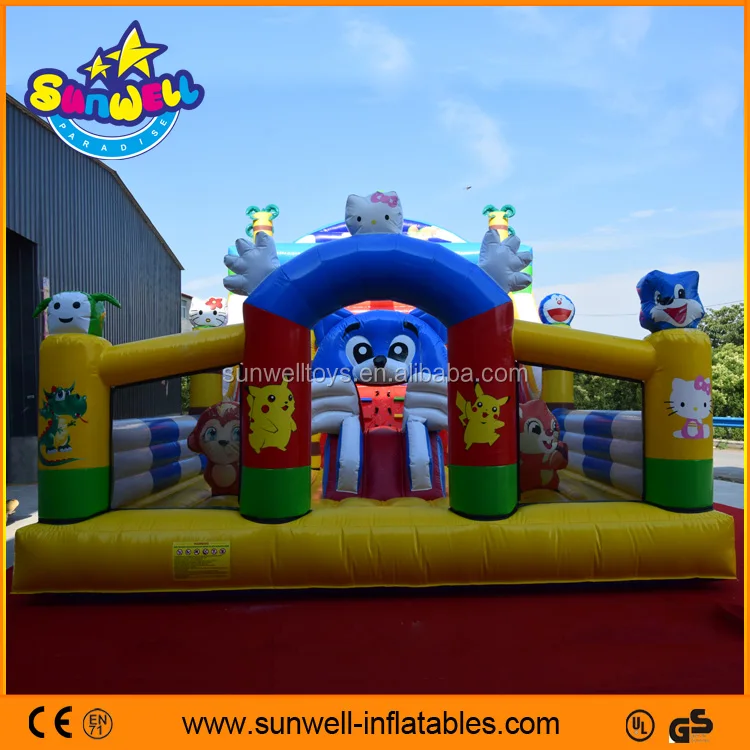 Wholesale inflatable blue cat fun city , kids inflatable playground bouncer for sale
