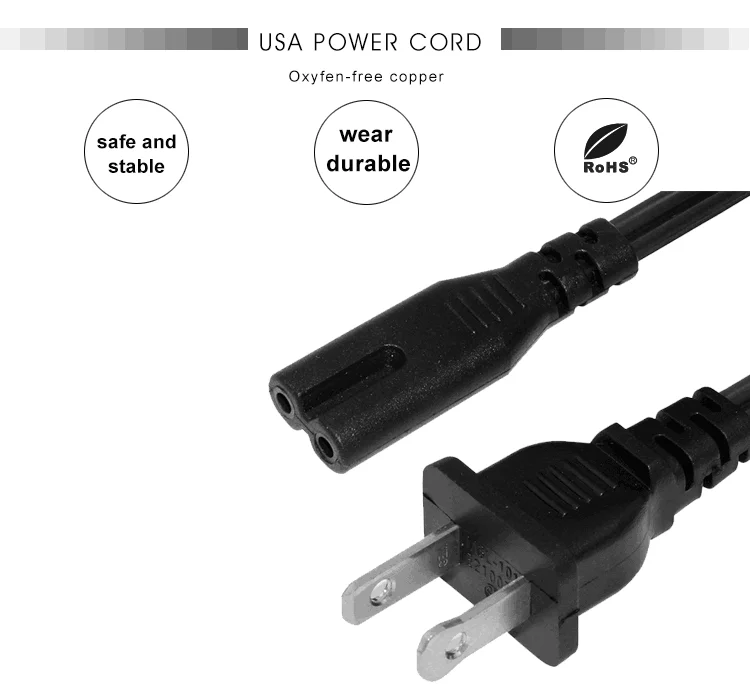 偏光オスコネクタacプラグ110vケーブルフラットアイアン米国アメリカアメリカ2ピン-iec c7電源コード| Alibaba.com