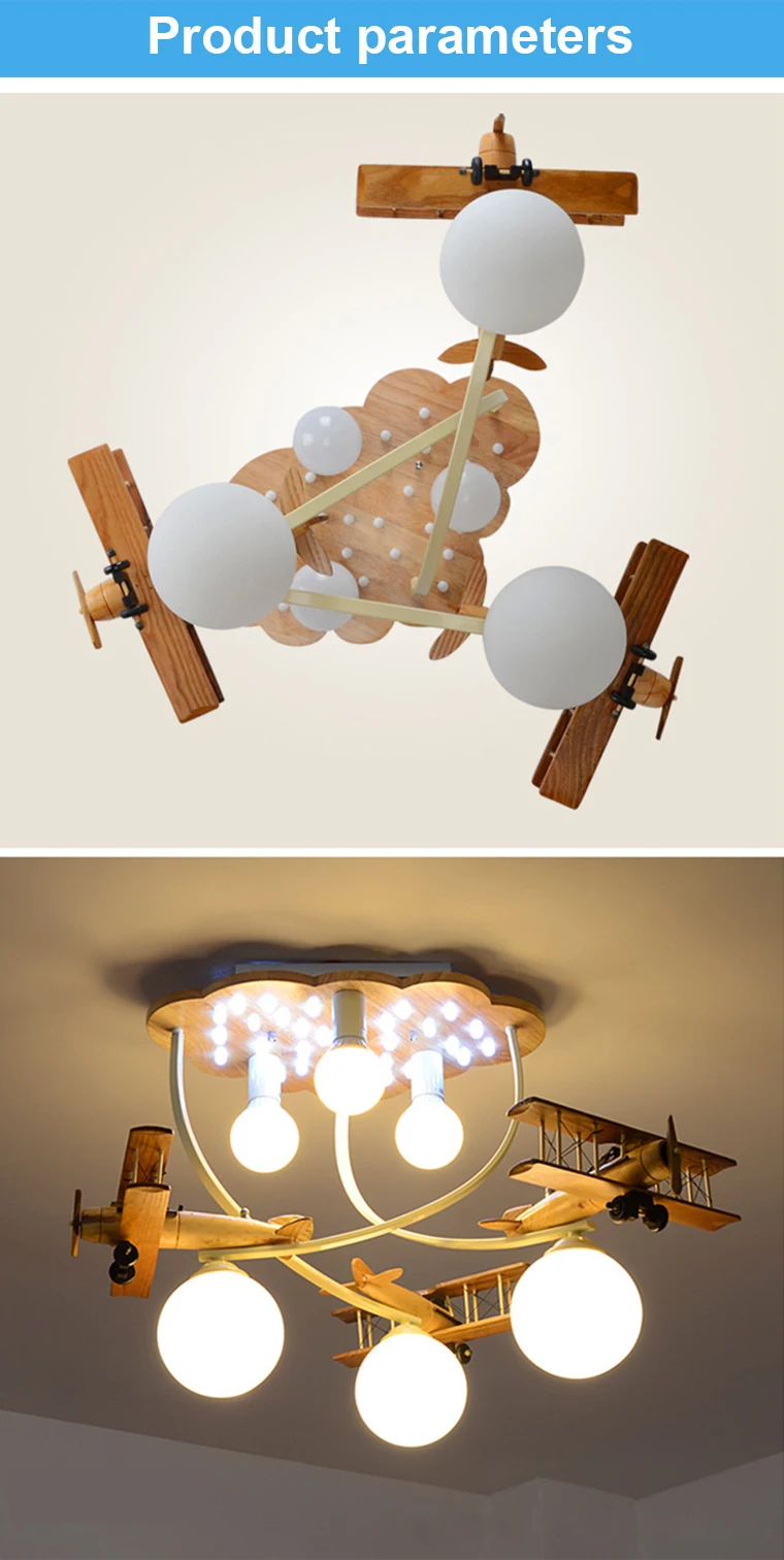 Creative wood plane lights Christmas gift European children's bedroom ceiling lamps boys room lights kindergarten led lighting