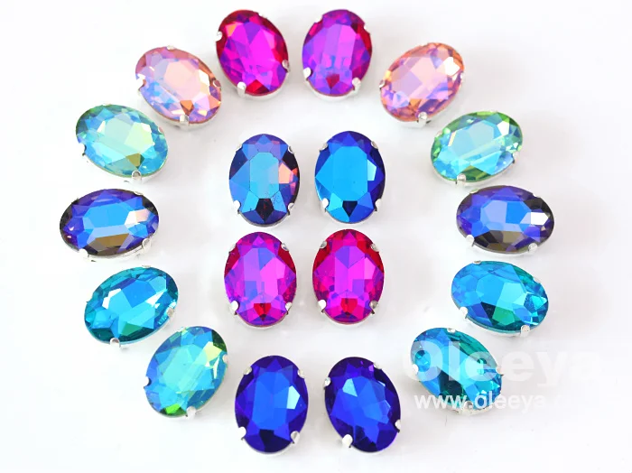 Wholesale Colorful Sew On Gem Stone 10*12mm Oval Sew On Rhinestone With