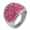 Size 5-11 Unisex CZ Stainless Steel Clay Colors Crystal Ring Men/Women's Wedding Band Black/Silver/Gold