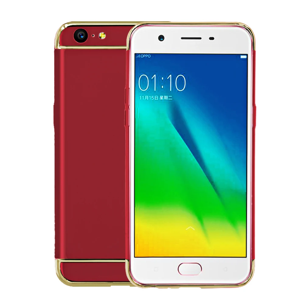 3 In 1 Electroplated Pc Hard Case For Oppo A57 Detachable Back Case