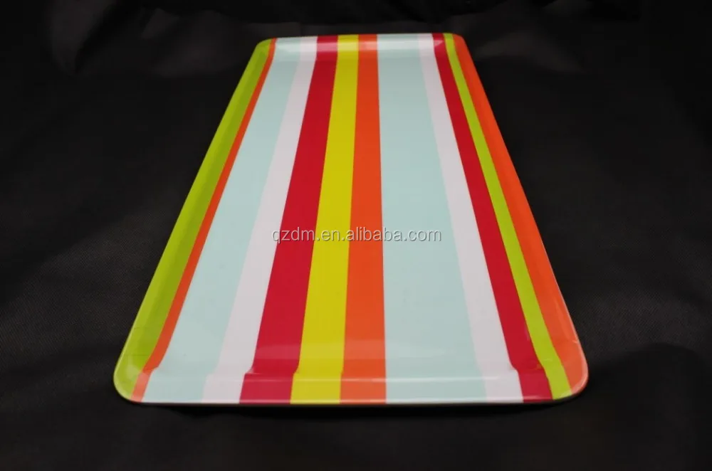 Stripe Print Melamine Rectangle Tray Plastic Funit Tray
