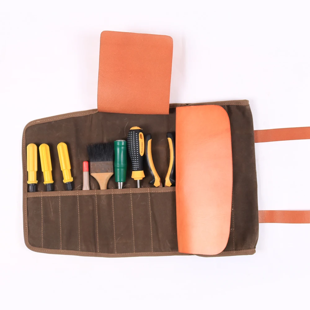 Hign Quality Waxed Canvas Leather Tool Roll Wholesale Buy Tool Roll
