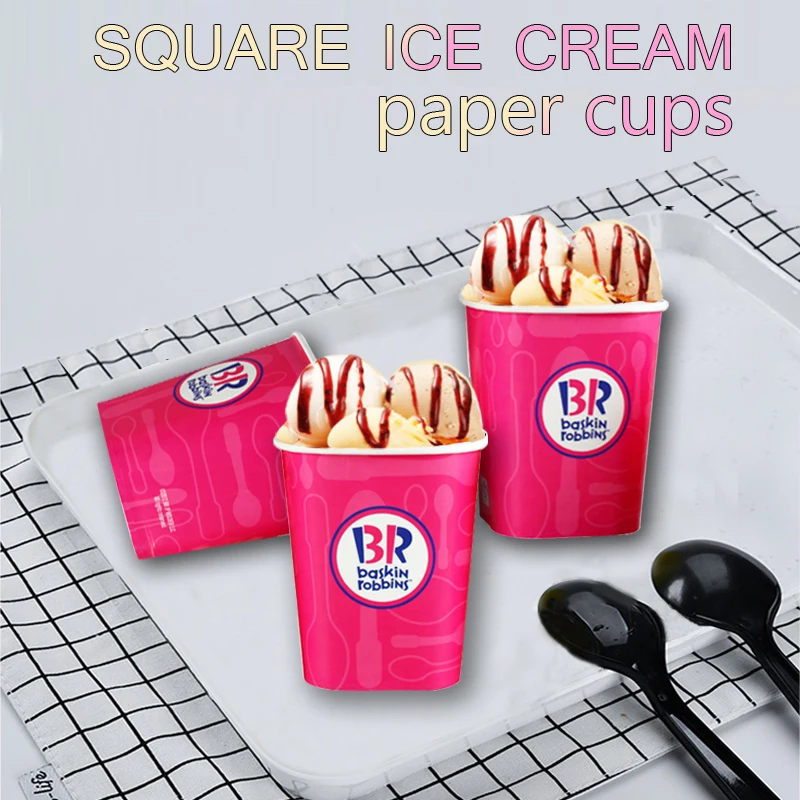 Square Paper Cup - Custom Design for Ice Cream & Coffee