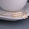 Newest Design Fashion Customized Name Message Date State Map Initial Coordinate Copper Bar Bangle Bracelet for Gift