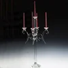 Wholesale fashion style 5 arm candlestick clear glass home goods crystal votive candle holder for wedding centerpiece candelabra