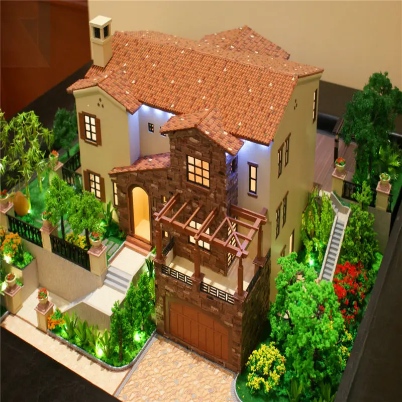 cad machine packaging 3d Landscape,Led Light,Miniature With Houses People Model