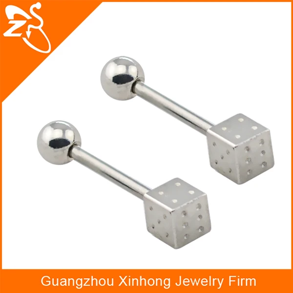 Penis Tongue Piercing Jewelry Fake Tongue Barbell Free Sample Dice