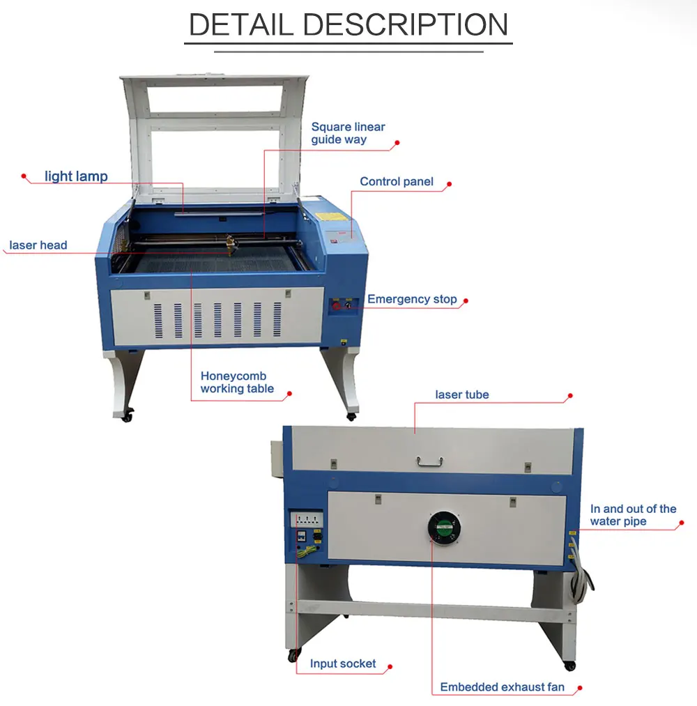 6090 M2 Control System 80w laser engraving machine laser engraving machine for wood