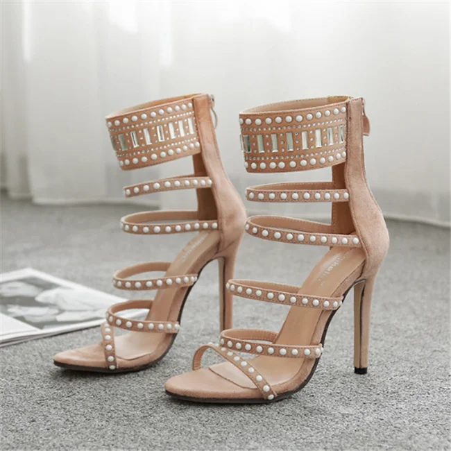 H10100b China Market Shoes Women Mature Sandals High Heels Low Price