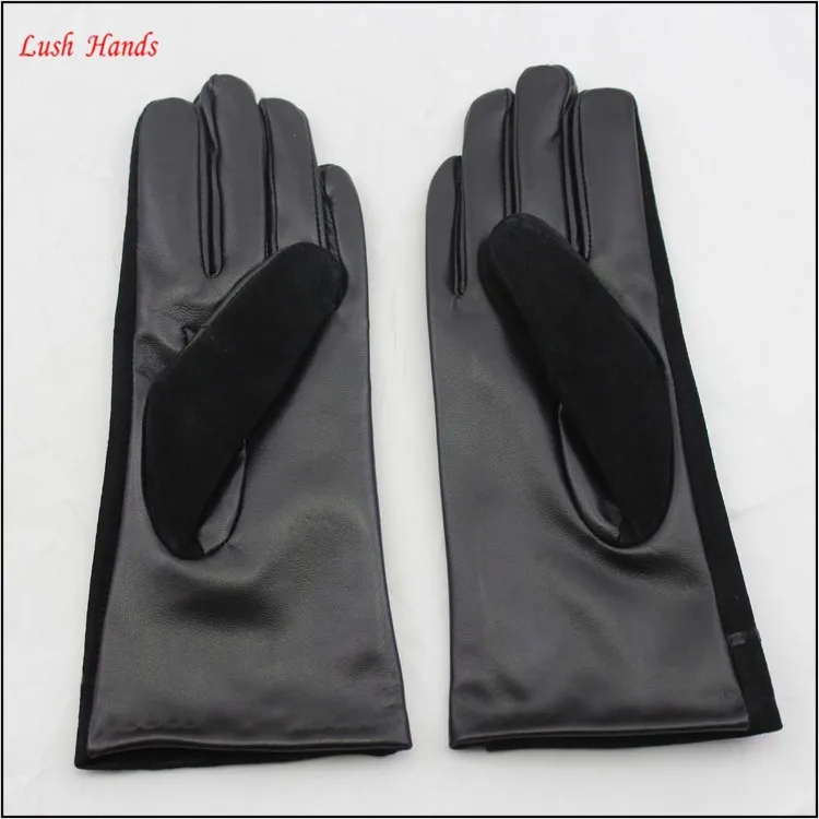 ladies winter suede and sheepskin leather hand gloves