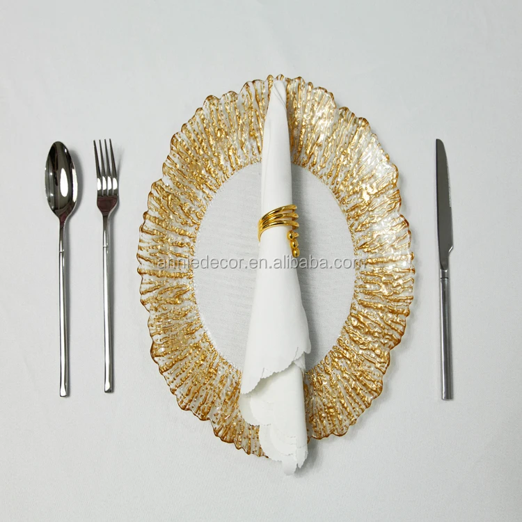 Round 13" Gold Charger Plates for Dinner Plastic Charger Plates For Wedding Centerpieces Table Decorations