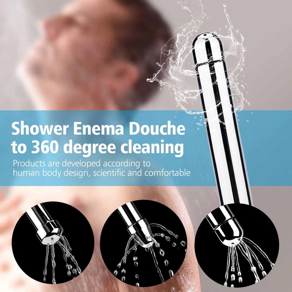4pcs Shower Enema Douche Attachments Deluxe Aluminium Shower Head Anal Vaginal Cleaning Kit With