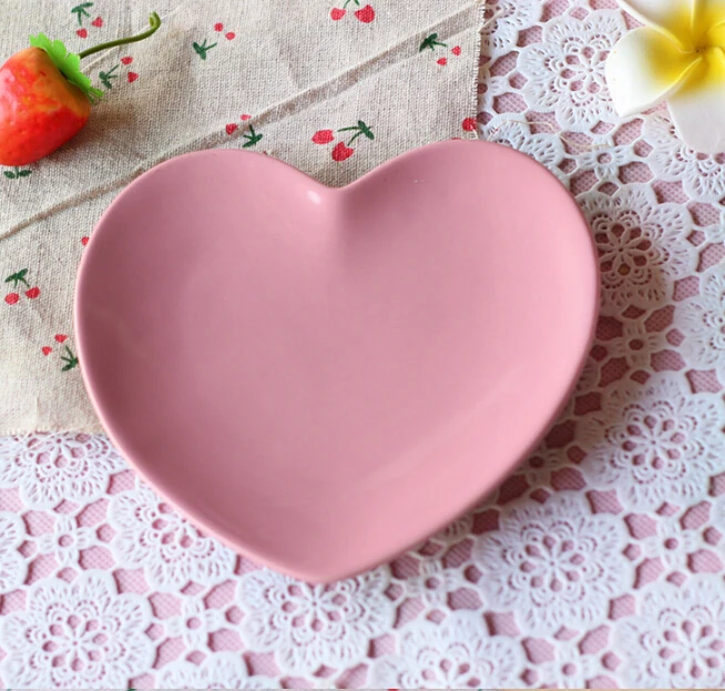 Custom Heart Shaped Flat Ceramic Dinner Plate With Custom Colors Buy