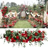 Wedding decoration red color floral runner rose hydrangea peony flower runner