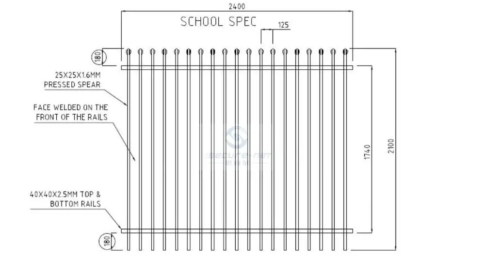 IWrought Iron Gate Mounted Between Stone Pillars