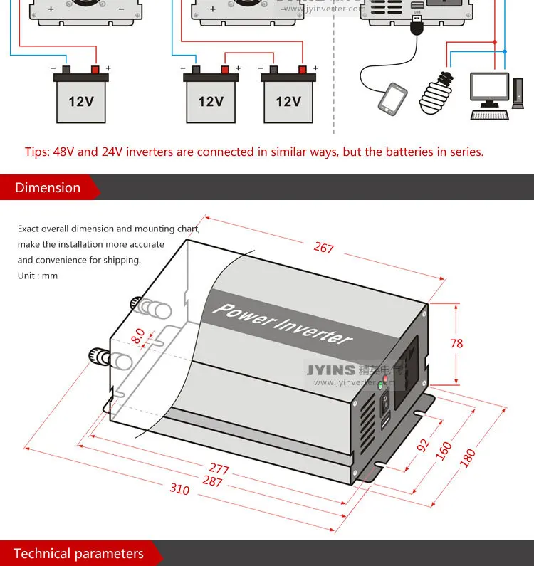 1500W 12v 24v 48v dc to ac 110v 230v pure sine wave off grid power inverter