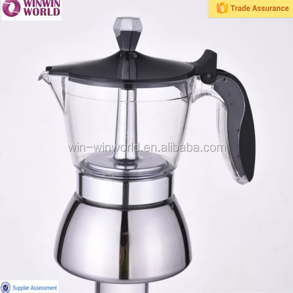 New Products Stainless Steel Stove Top Espresso Coffee Maker With Smooth Plastic Handle Geesta