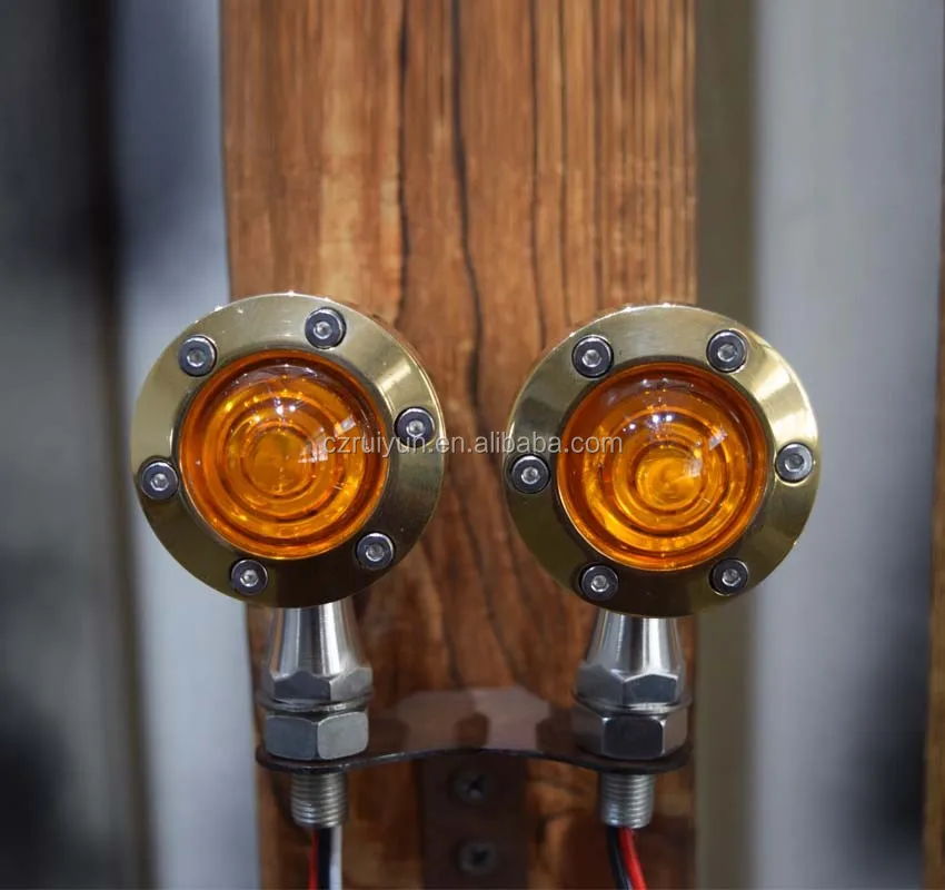 Motorcycle Brass Rsd Led Turn Signal Lights Custom Brass Turn Lights