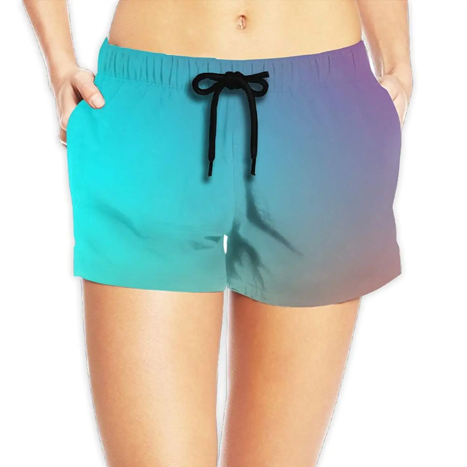 Gradient Turtles On Beach Mens Swim Trunks Beach Shorts with Mesh Lining Boardshort