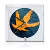 Round shape 200*200*5mm decoration glass photo frame with clock by Sunmeta(BL-14)
