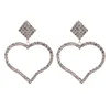 Elegance cup chain rhinestone heart shape dangle earring
