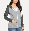 Custom Design Plain Zip Up Raglan Sleeve Warm CVC Fleece Hooded Jacket for Women
