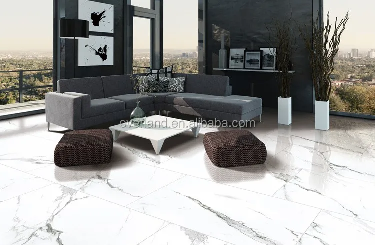 Polished porcelain tile look like carrara marble