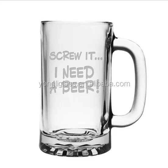 16 ounce custom decal logo Funny Glass Beer Mug,personalized glass mugs,great beer mugs for beer lovers