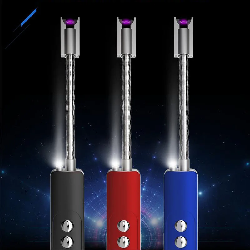 New Product Rechargeable Pulsed Double Arc Candle Bbq Lighters With Led Light