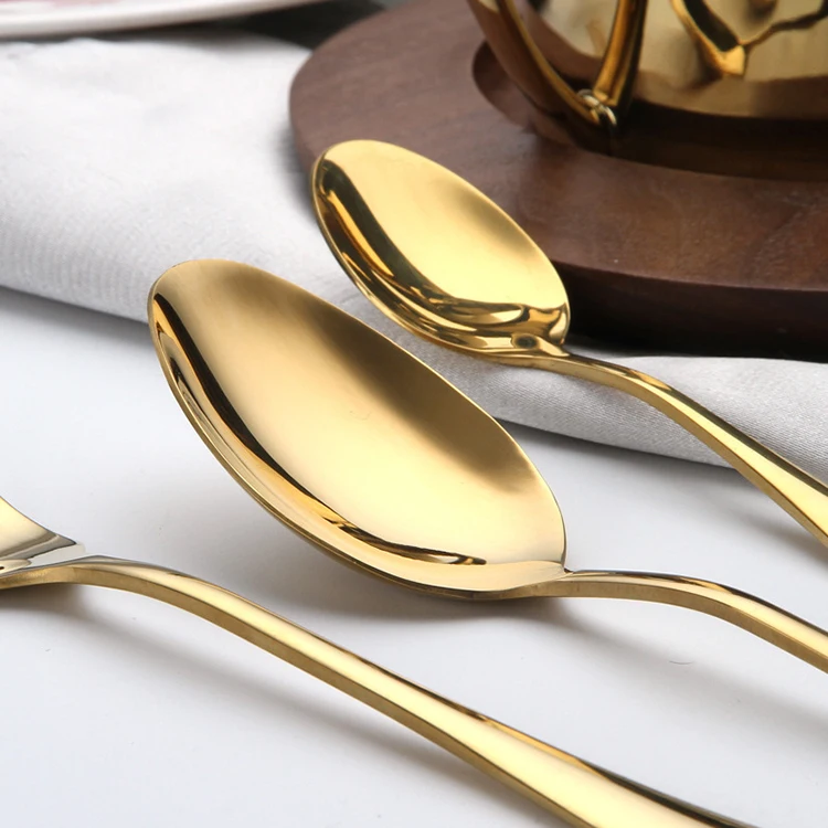 Royal Luxurious 24 Piece Gold Stainless Steel Gold Cutlery Set