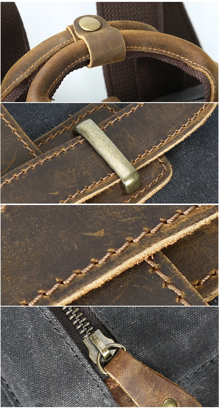 2018 Popular vintage elegant designer stylish men waterproof waxed canvas outdoor travelling backpack bag rucksack bagpack