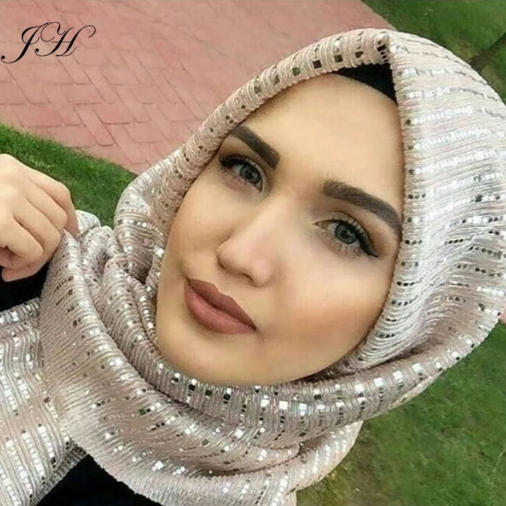 New stylish Fashion Shiny Wrap Shawls Wholesale Ladies Glitter Shimmer Scarf turkish muslim women hijab
