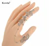 Micro Pave Diamond Ring Free Sample Free Shipping Leaf Shape Rings Two Finger Long Rings