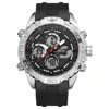 WEIDE WH6909-3C black male wrist watch backlight 2 time zones watch branded watches